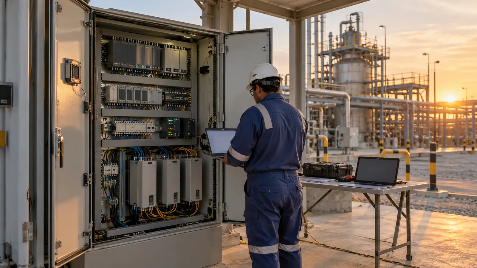 ABB AC500 PLC and HMI programming on a control panel in Saudi Arabia