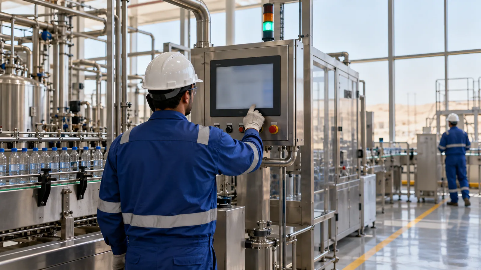 HMI and PLC control on a food and beverage line in Saudi Arabia