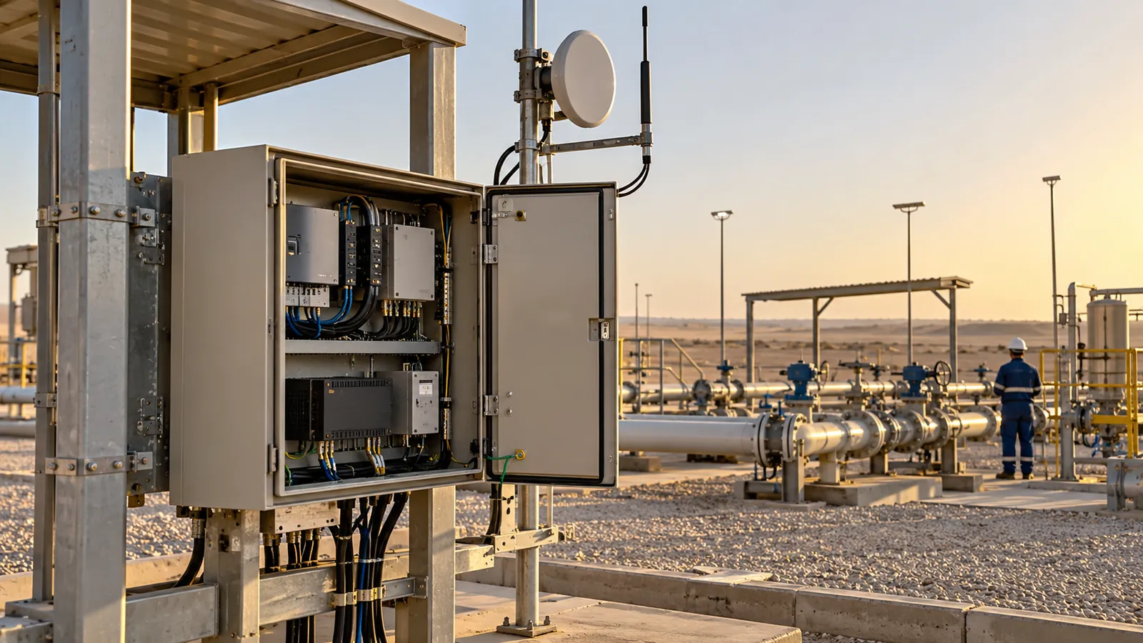 Remote terminal unit installed during RTU integration at a remote site in Saudi Arabia